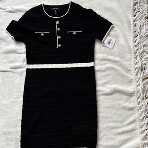 Ellen Tracy Black and White Textured Mini Dress